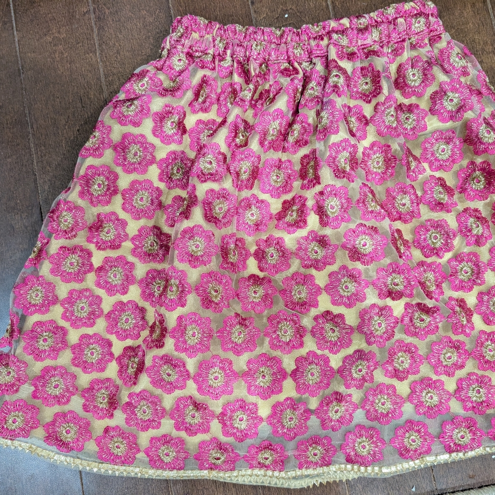Floral Pink and Gold  Girl s Skirt